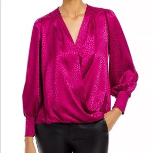 Chenault Satin Jacquard Crossover Blouse